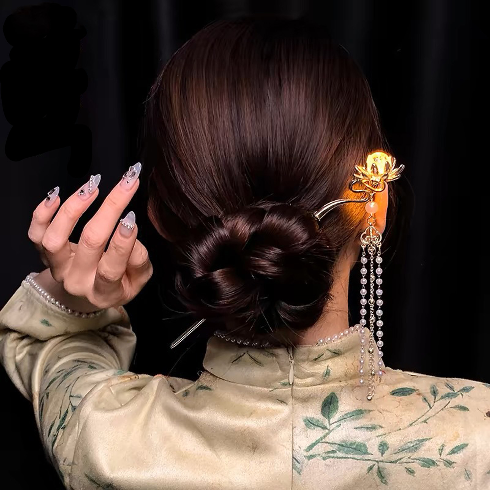 発光花ヘアピン絶妙な蓮の花のタッセルヘアスティックエレガント - Hanbok Hair Pin のレビューと価格
