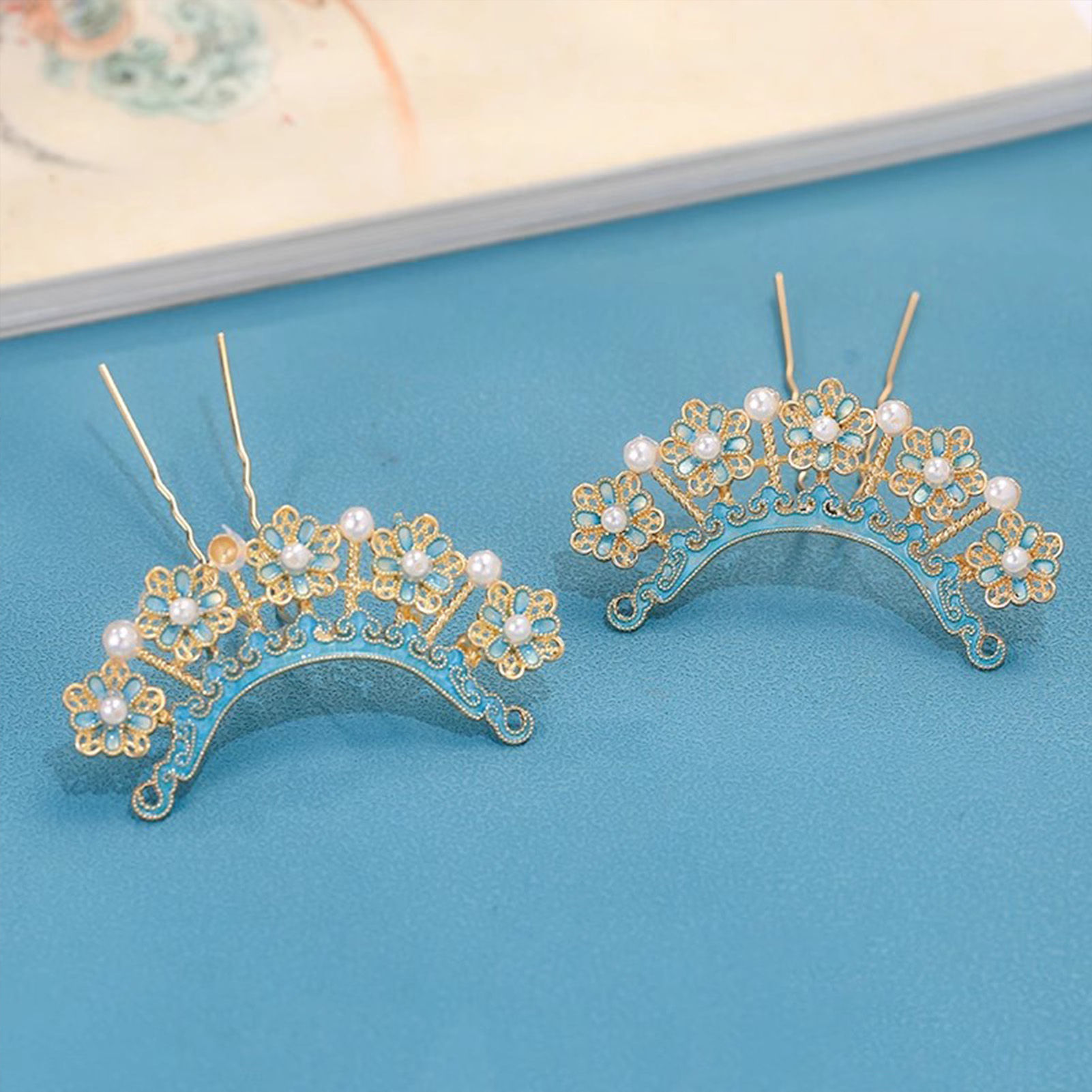 伝統的なエナメルヘアピン、模造真珠付き、漢服コスプレ用、中国 - Hanbok Hair Pin のレビューと価格
