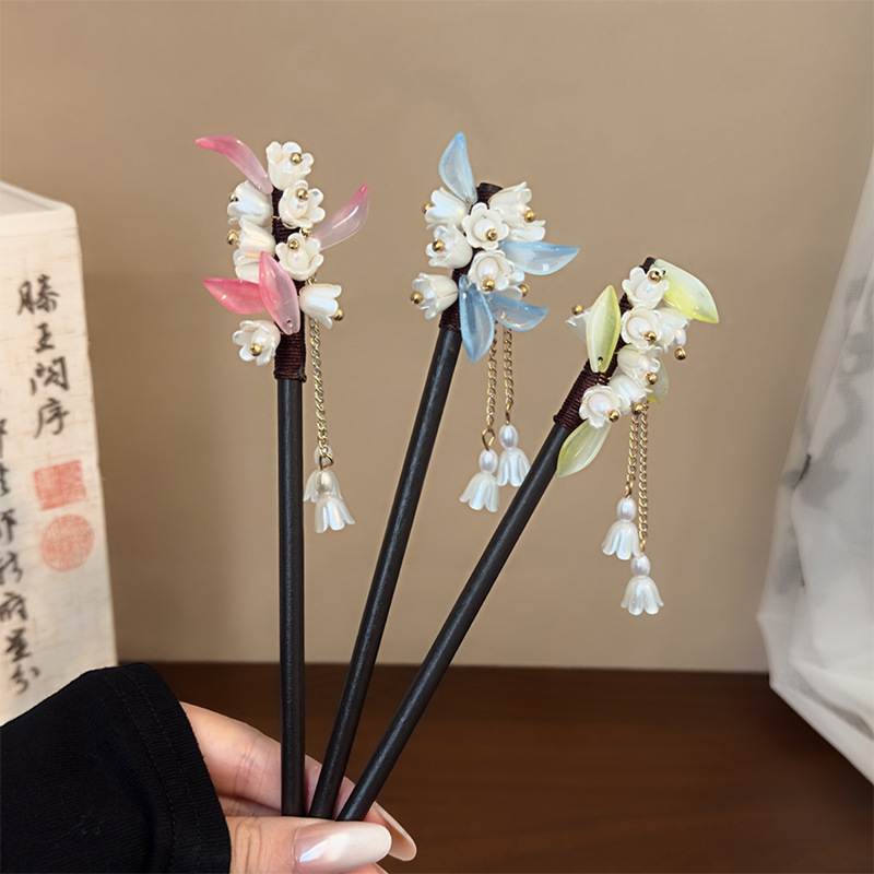 中国風の伝統的なヘアピンスズランタッセルヘアスティックエレガ - Hanbok Hair Pin のレビューと価格