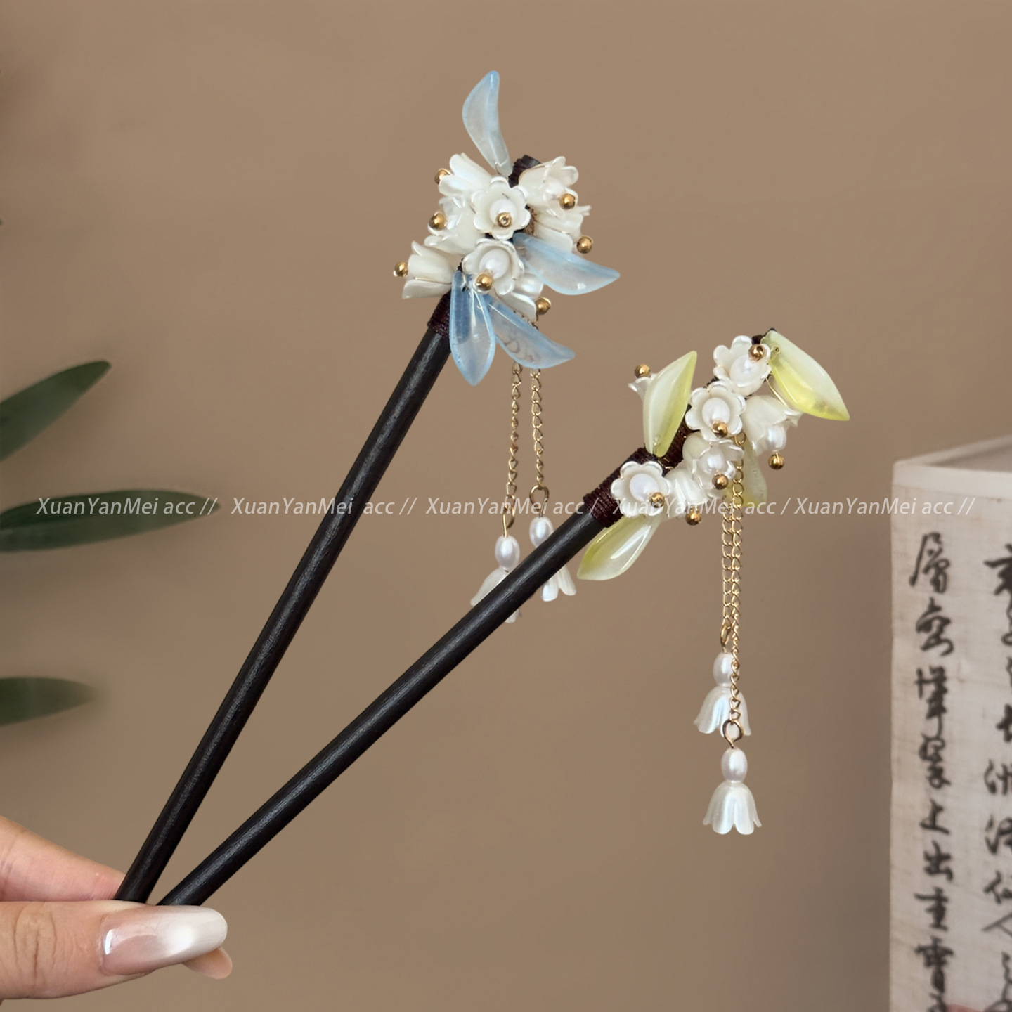中国風の伝統的なヘアピンスズランタッセルヘアスティックエレガ - Hanbok Hair Pin のレビューと価格