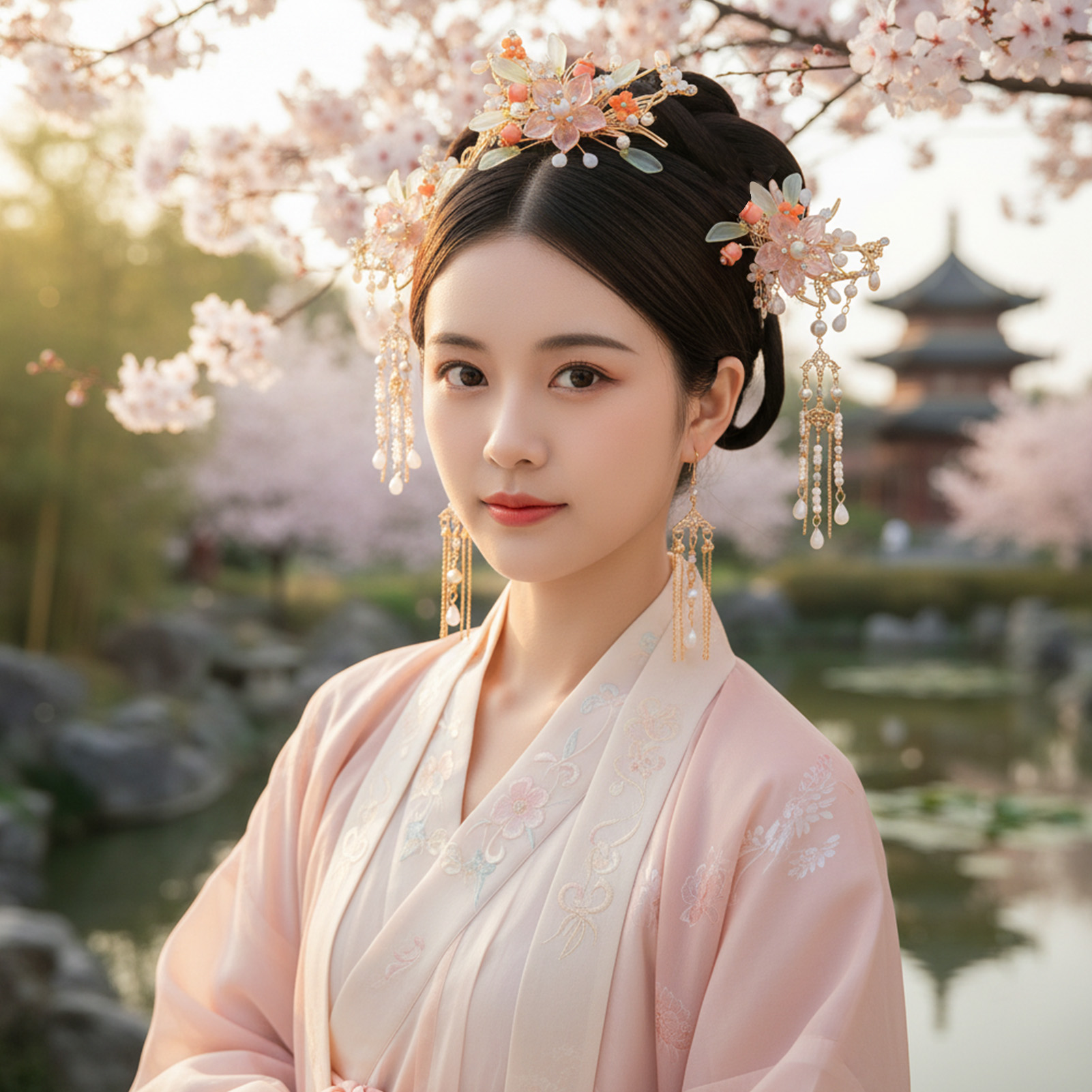 古代漢服ヘアアクセサリーセット中国風ヘアピンビーズタッセル付 - Hanbok Hair Pin のレビューと価格
