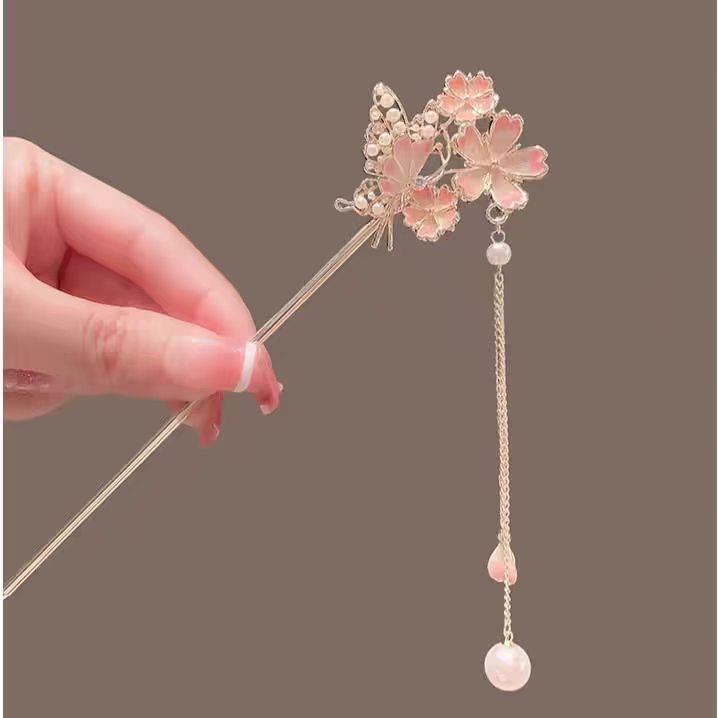 高級感のある桜のヘアピン、漢服のヘアピン、タッセルヘアピン、 - Hanbok Hair Pin のレビューと価格